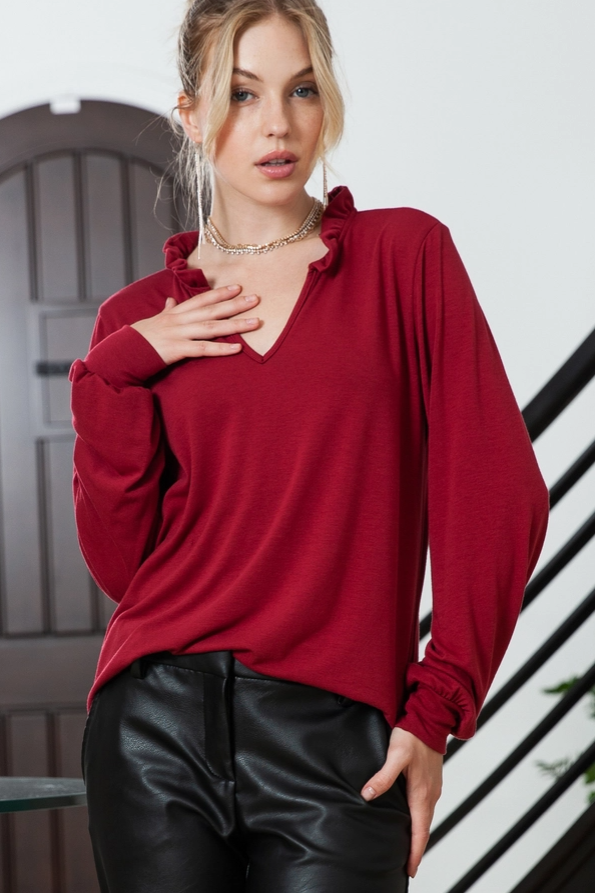 Ruffle V-Neck Top