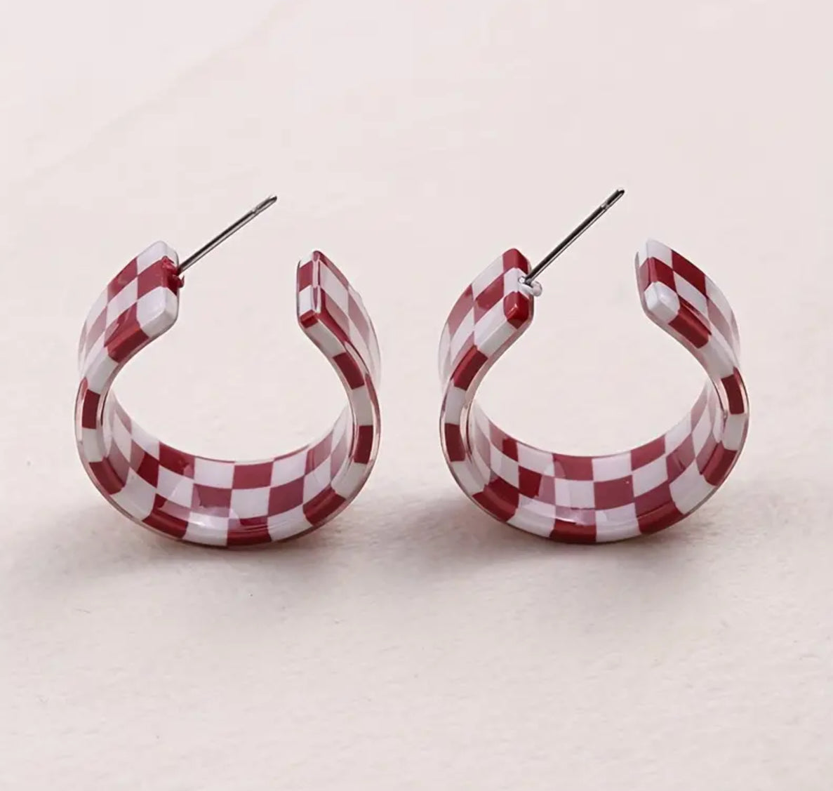 Checkered Acrylic Hoop Earrings