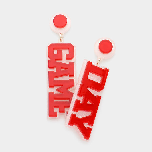 Game Day Acrylic Earrings - Red