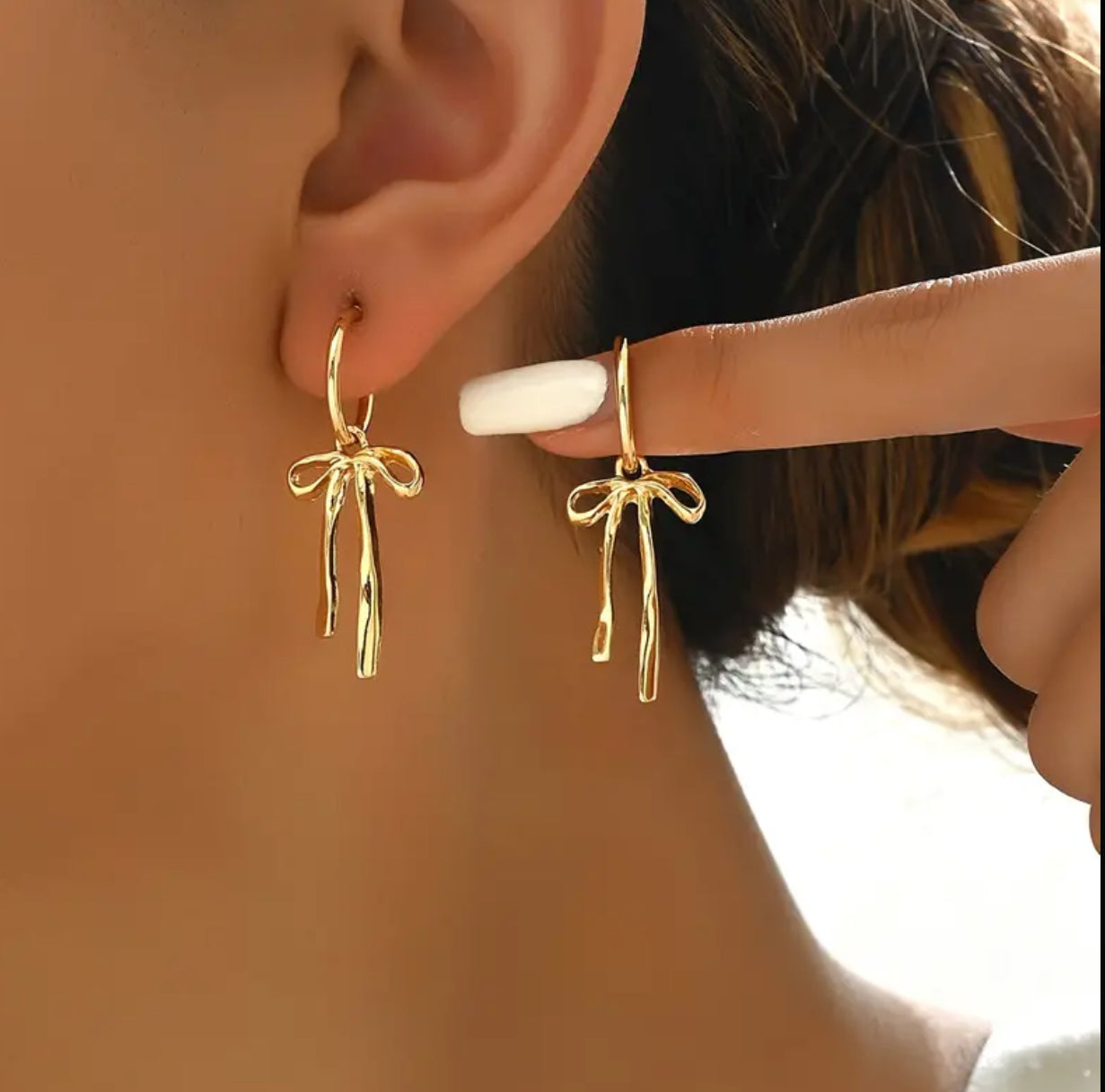 Golden Bow Drop Earrings