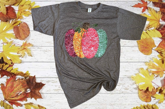 Colorful Glitter Pumpkin Tee