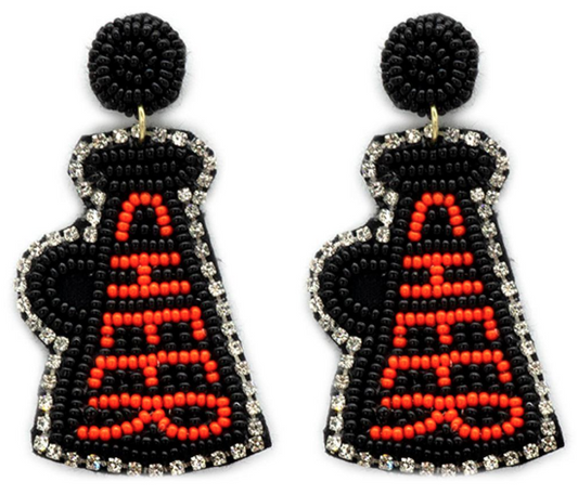 Beaded Cheer Earrings - Orange