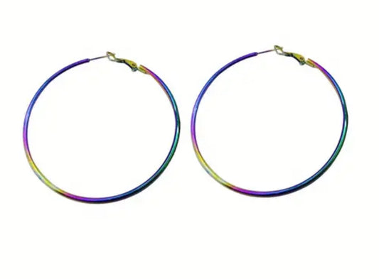 Iridescent Large Hoop Earrings