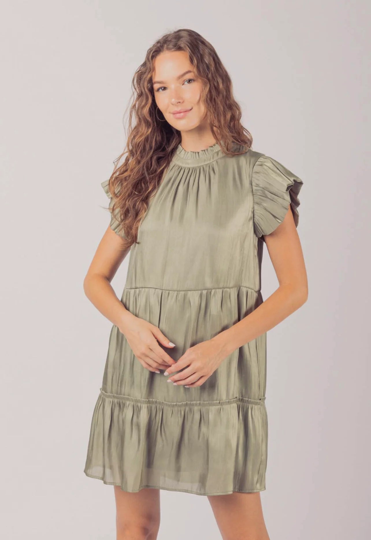 Satin Ruffle Dress