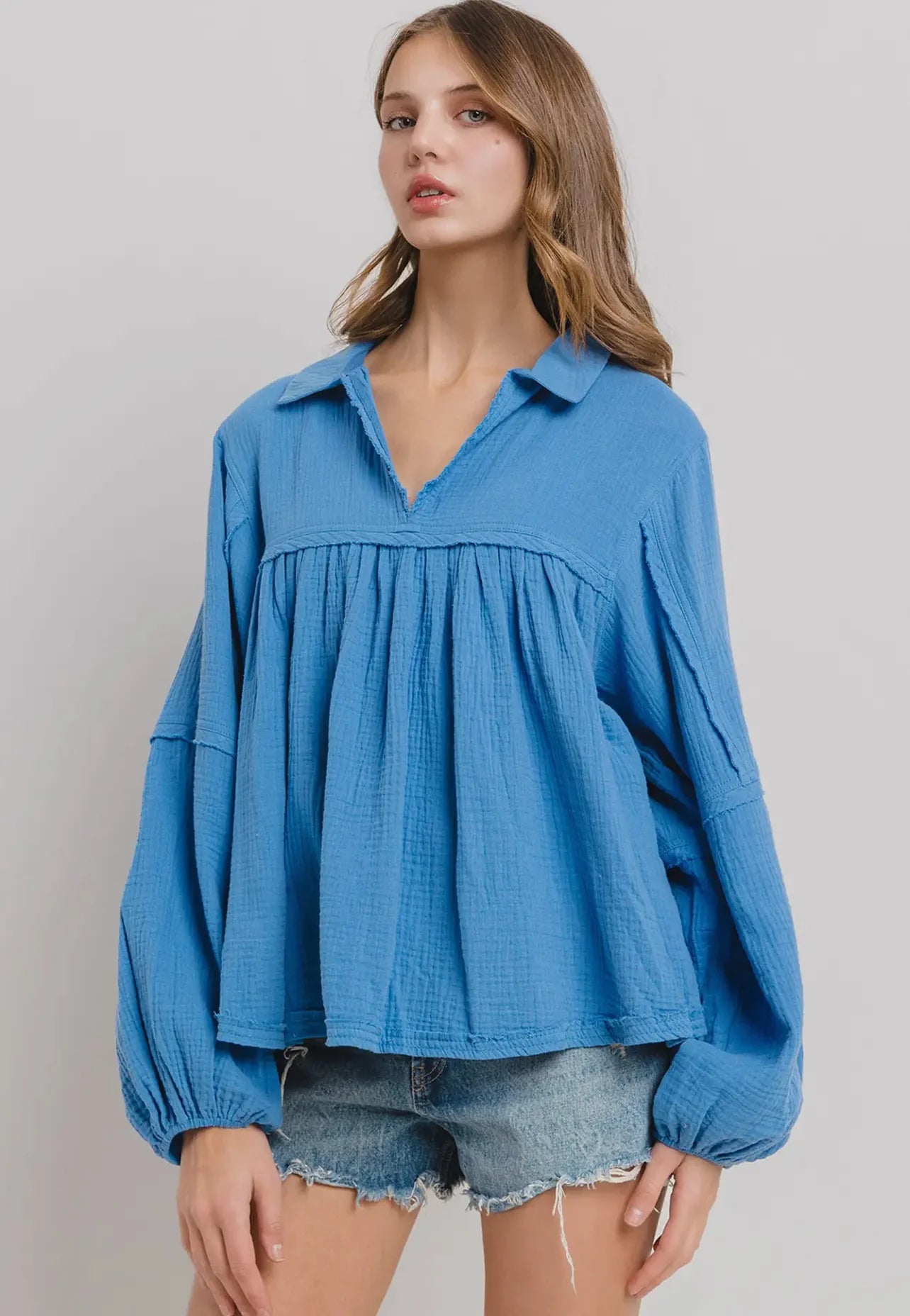 Cotton Gauze Long Sleeve Blouse