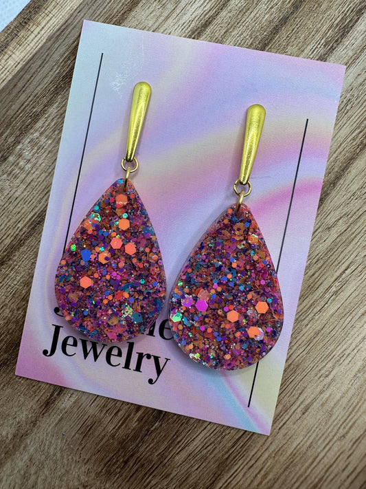 Glitter Teardrop Earrings