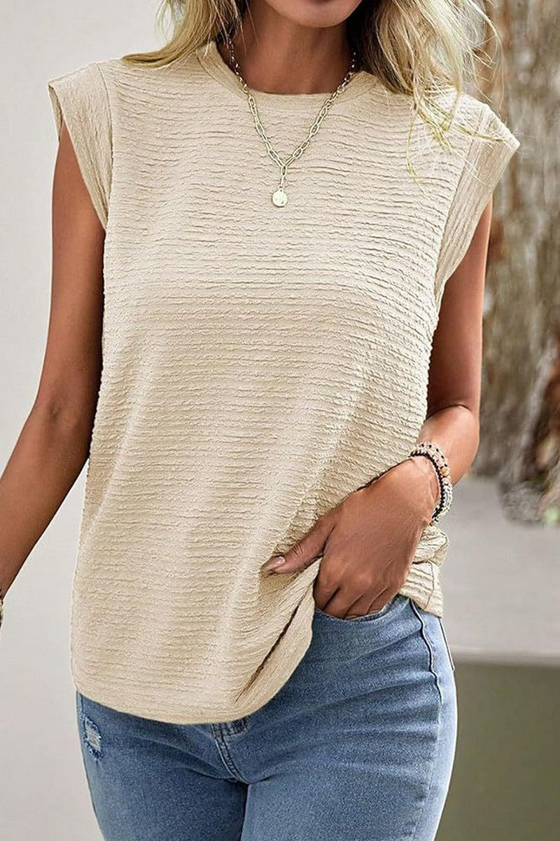 Textured Cap Sleeve Top