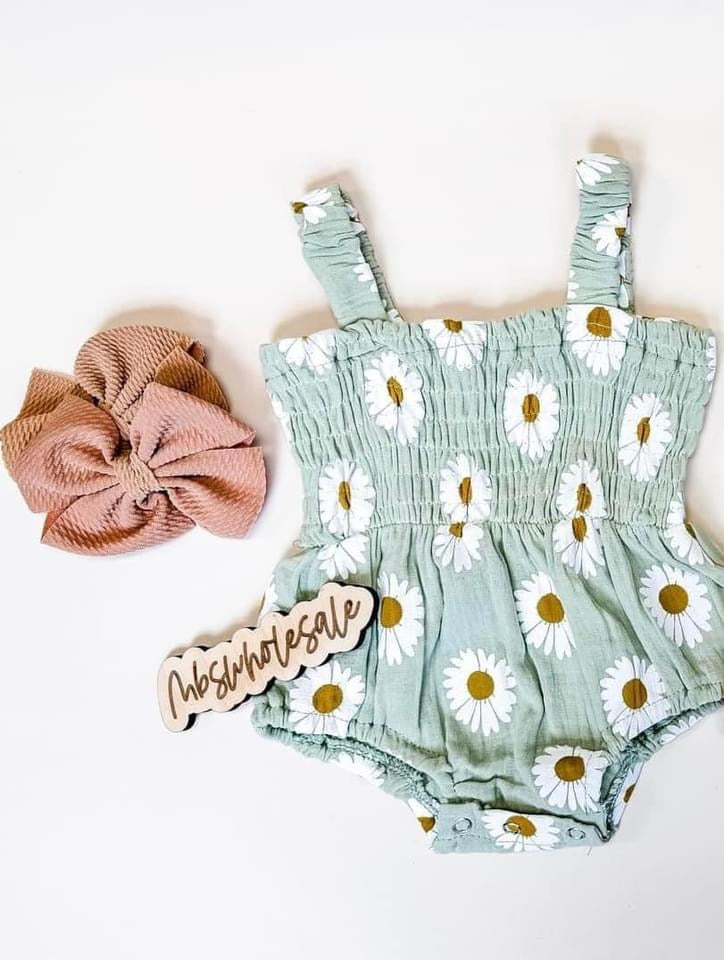 Floral Scrunch Romper with Headband Bow