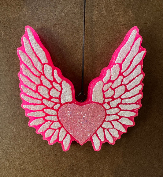 Pink Heart Angel Wings Freshie