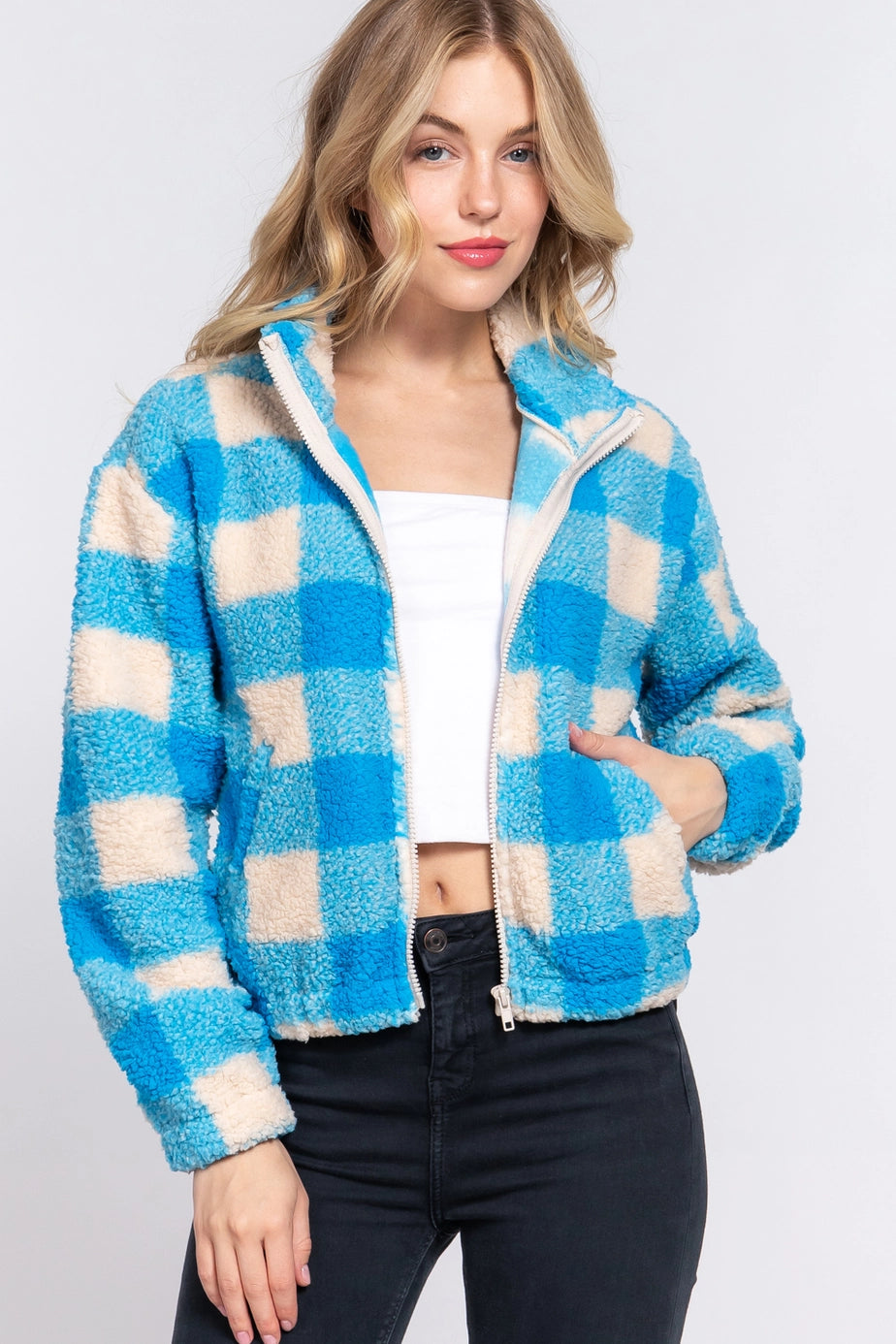 Plaid Fuzzy Jacket