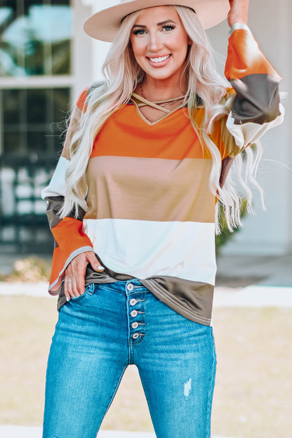 Colorblock Criss Cross Top