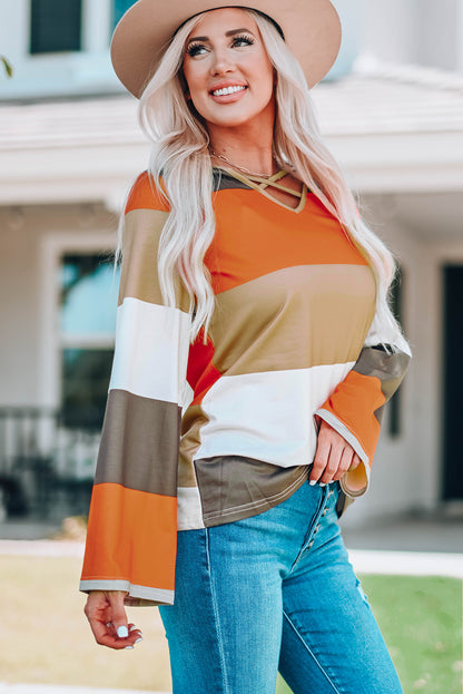 Colorblock Criss Cross Top