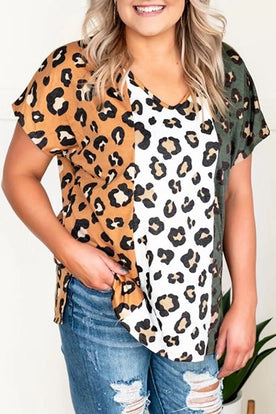 Leopard Print Contrast Top