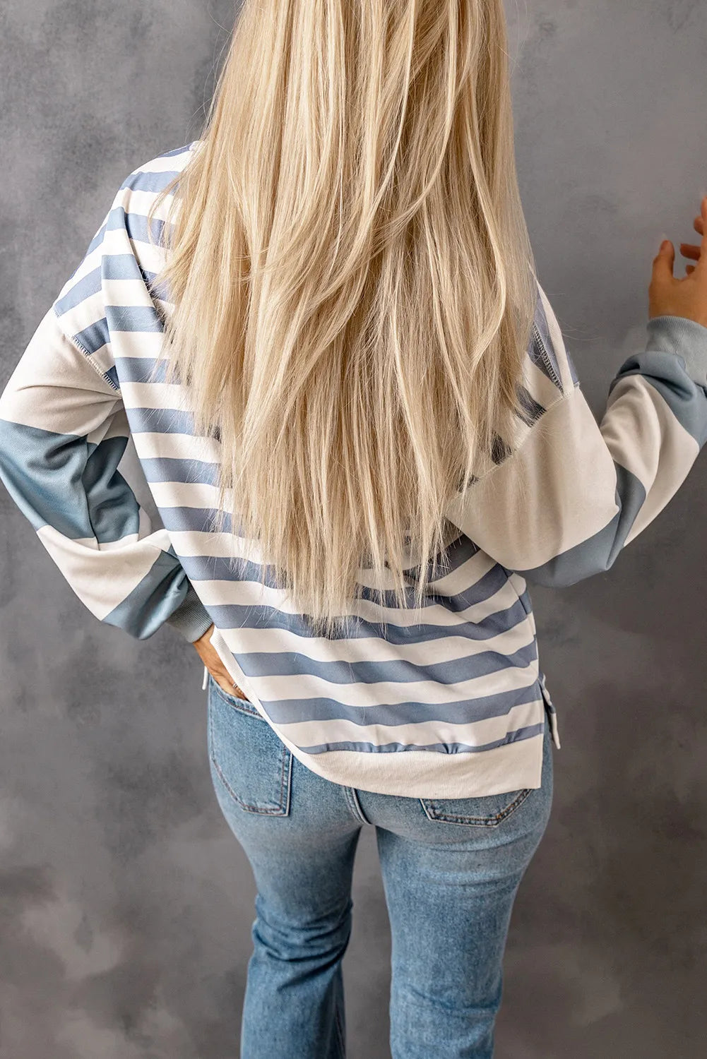 Drop Shoulder Striped Sweater