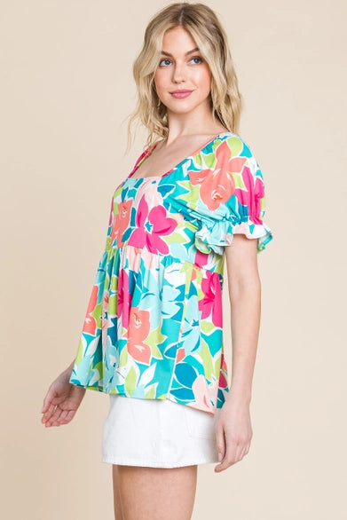 Curvy Floral Babydoll Top