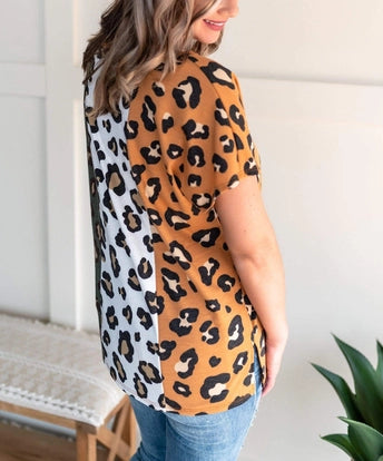 Leopard Print Contrast Top