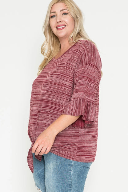 Ruffle Sleeve Knotted Top