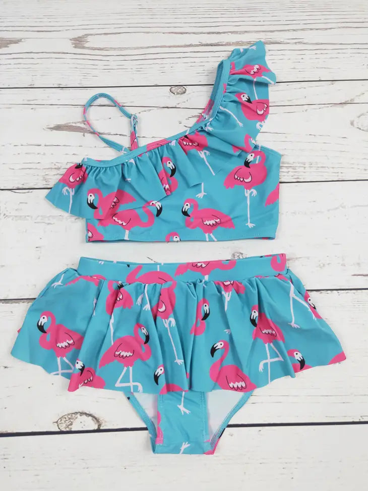 Flamingo Ruffle Swim Set