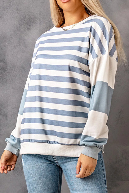 Drop Shoulder Striped Sweater