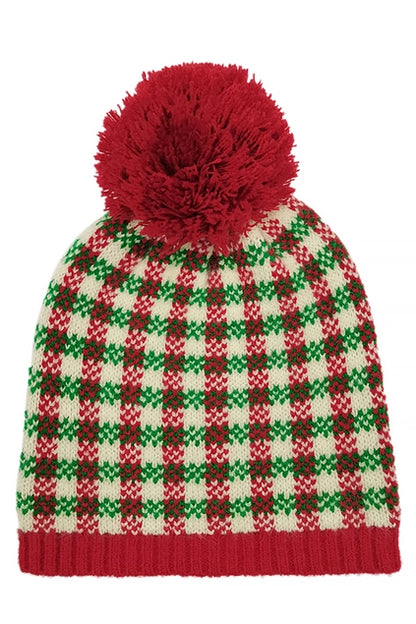 CC Checkered Pom Beanie