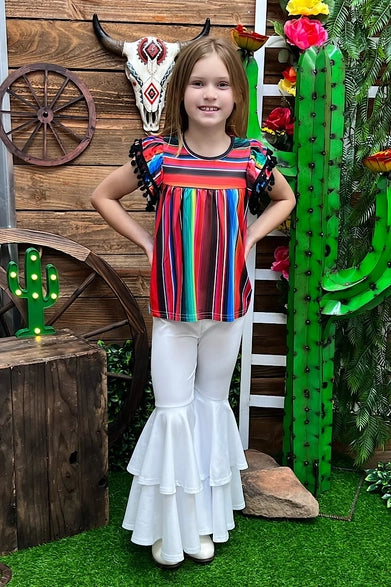 Ruffle Pom Sleeve Serape Top