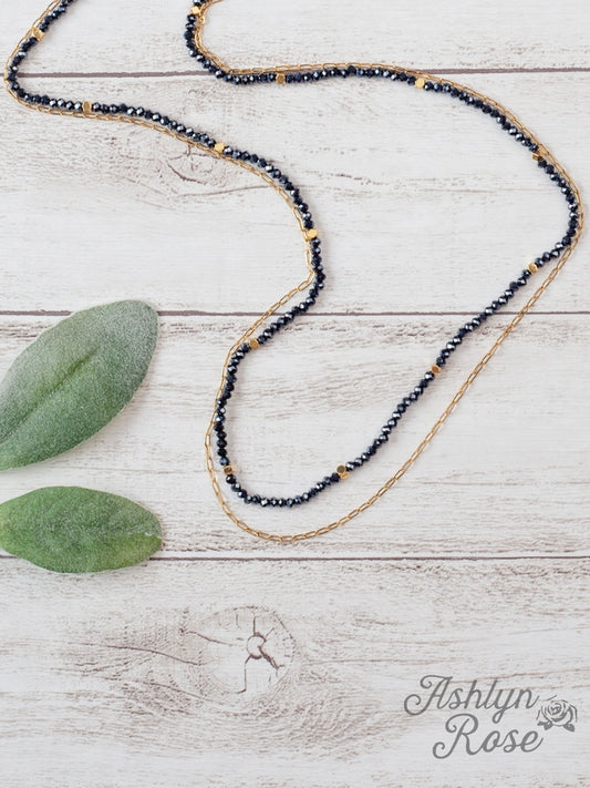 Navy & Gold Beaded Necklace