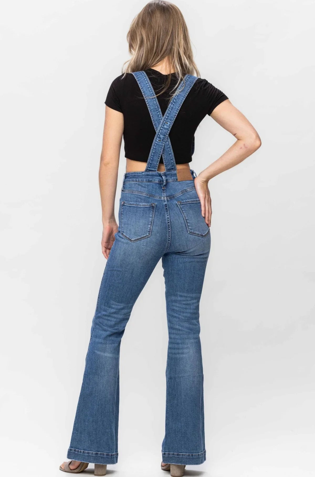 Judy Blues Tummy Control Flare Overalls